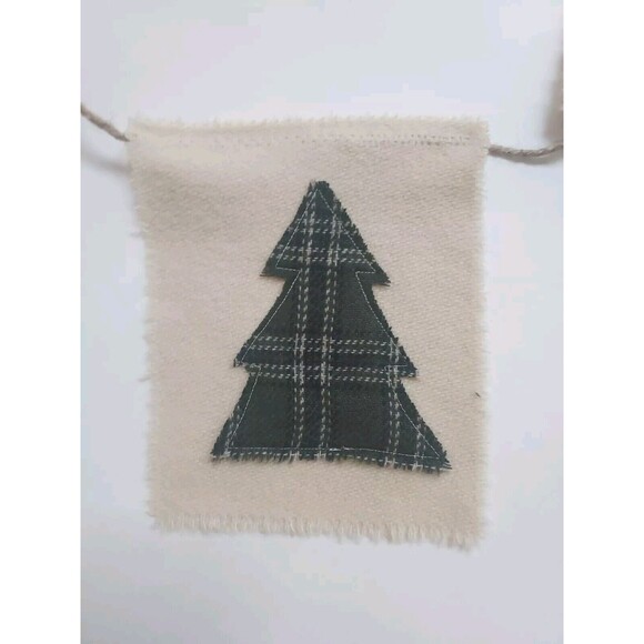 Original One Of A Kind OOAK Vintage Wool & Flannel Alpine Christmas Tree Banner - Picture 2 of 8